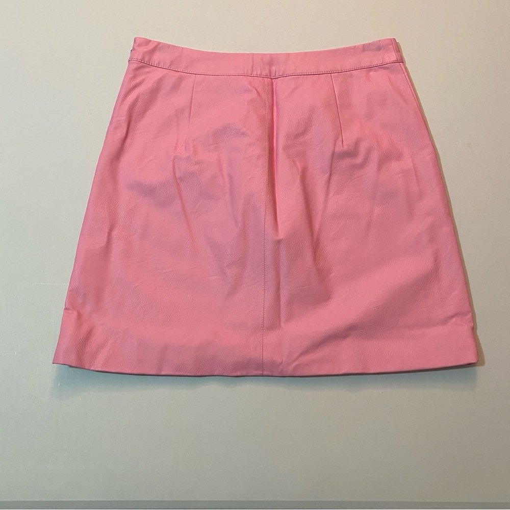Top Shop | Bubblegum Pink Faux Leather Mini Skirt size: 6 - Picture 2 of 6